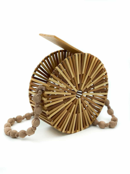 bambu yuvarlak el çantası